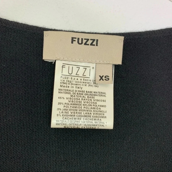 Fuzzi by Jean Paul Gaultier Sweater Sheer Sleeve V Neck Top Black Size XS NWT - Picture 5 of 10